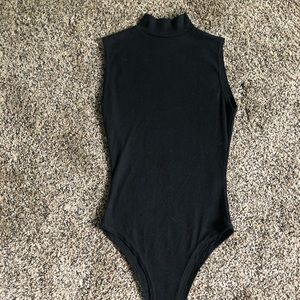 Ribbed, high neck bodysuit